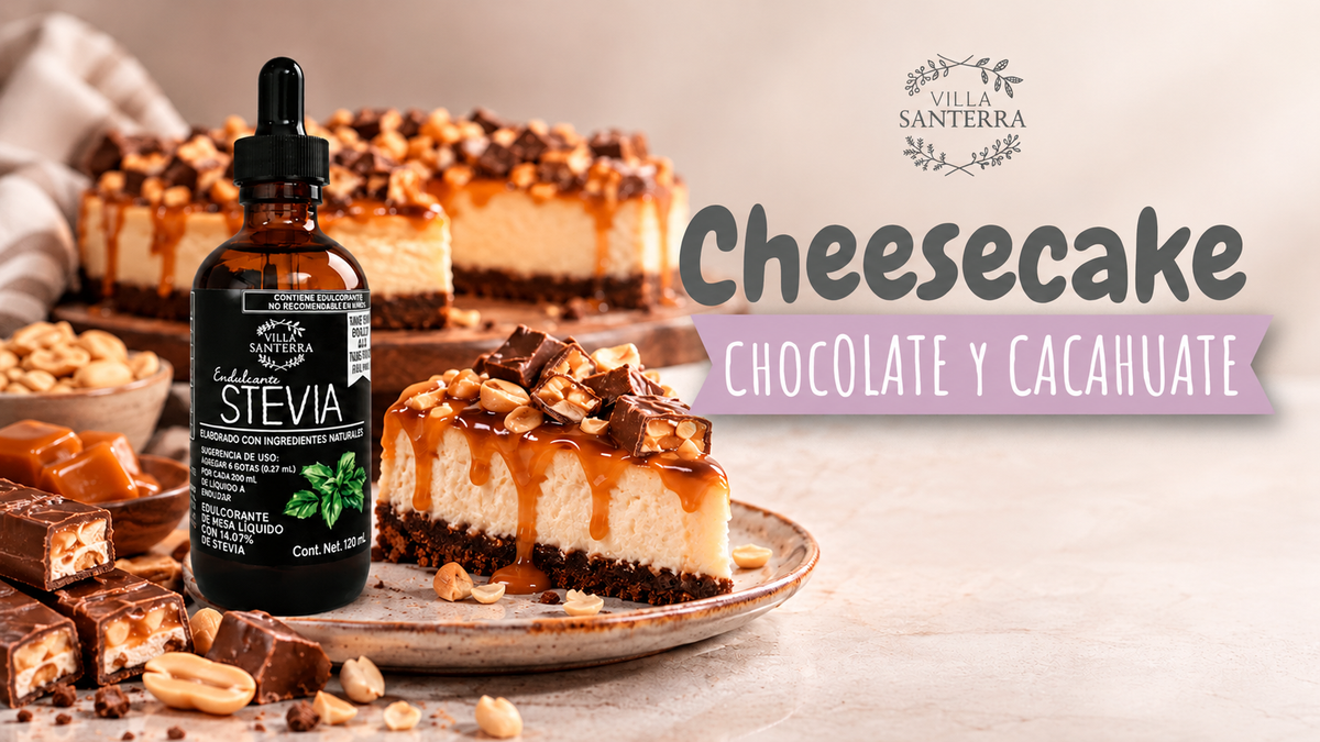 Cheesecake de chocolate y cacahuate sin azúcar con Stevia Villa Santerra 🍫🥜