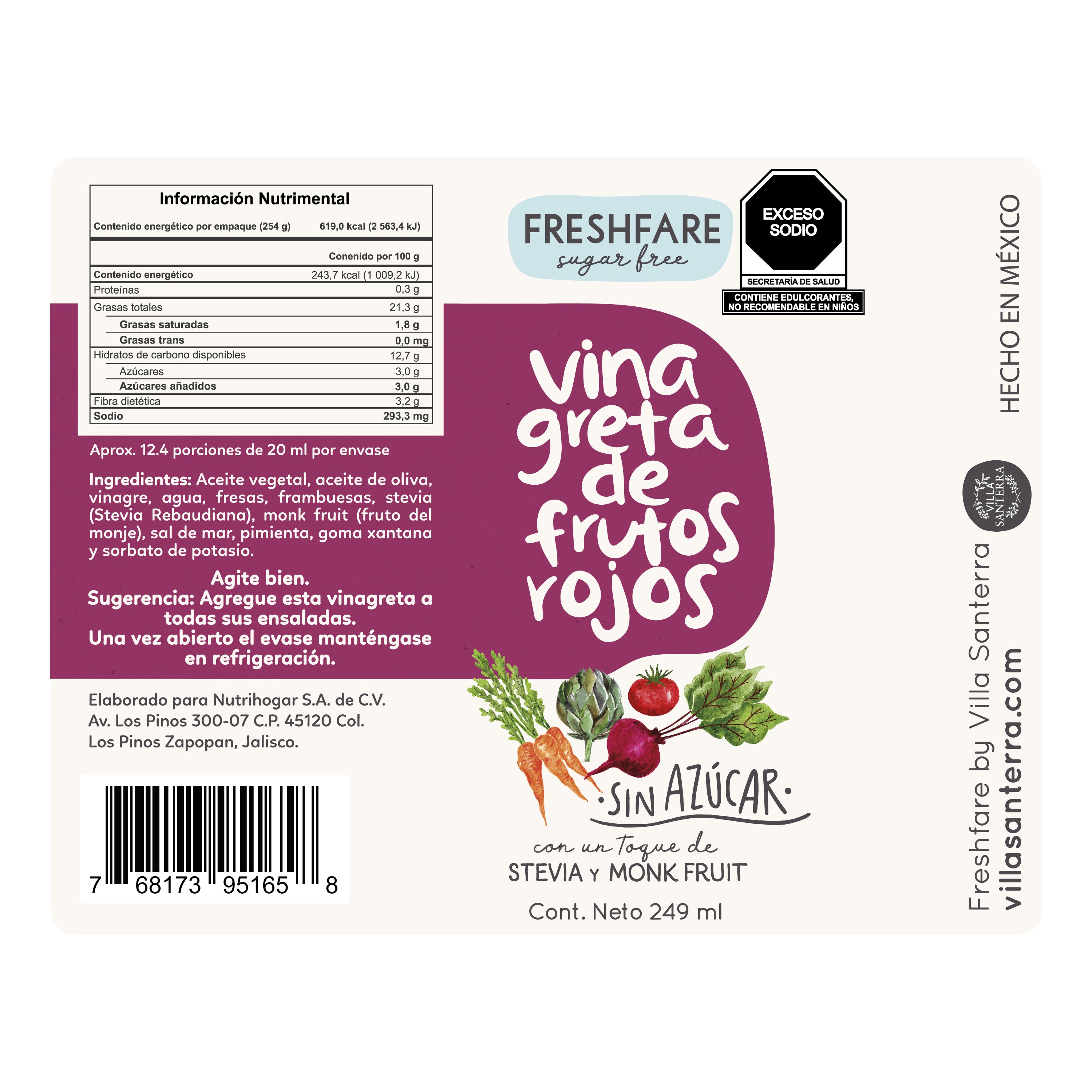 Aderezo Vinagreta Frutos Rojos sin Azúcar