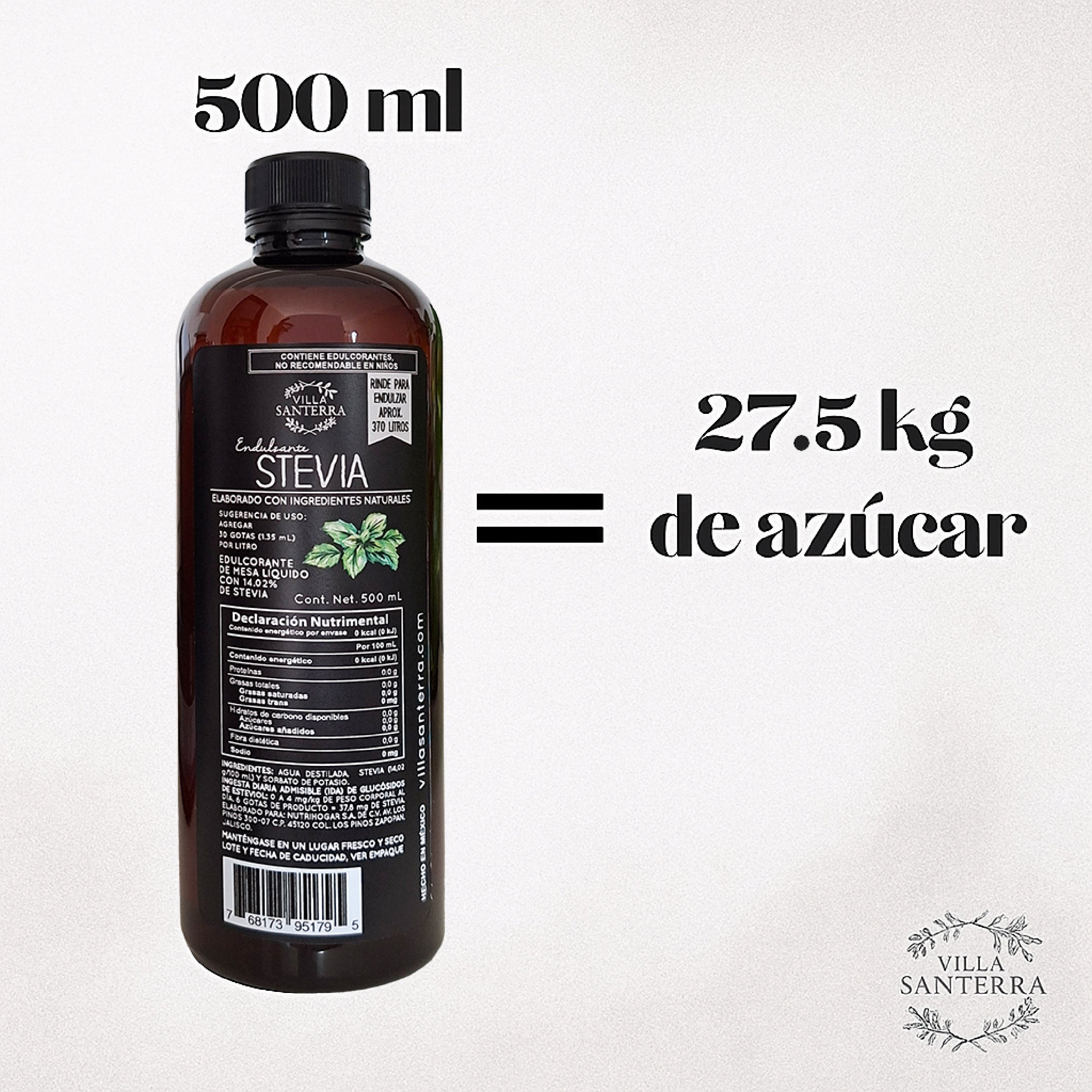 Stevia Líquida Villa Santerra 500 ML Para Food Service