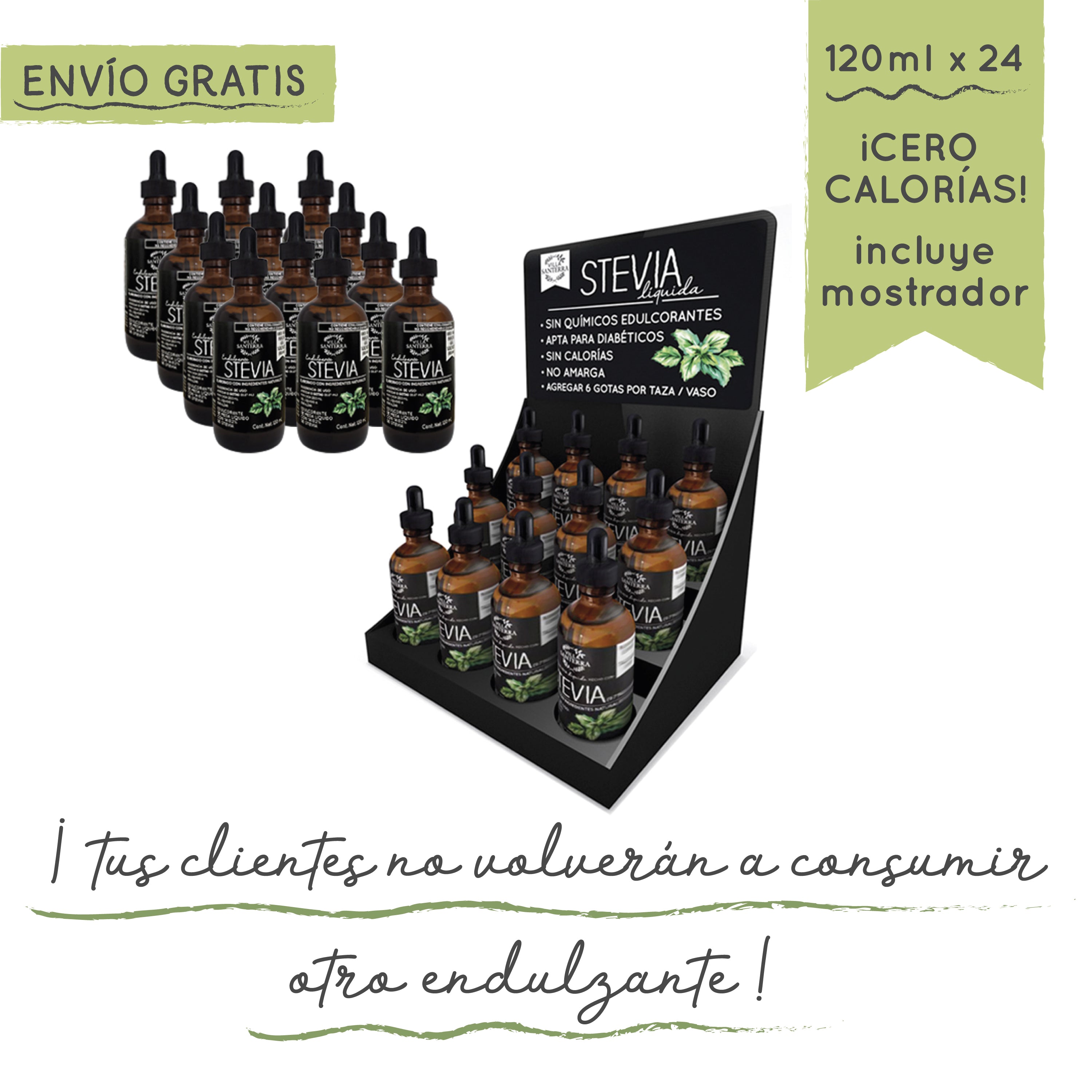 Kit 24 stevias líquidas para tiendas