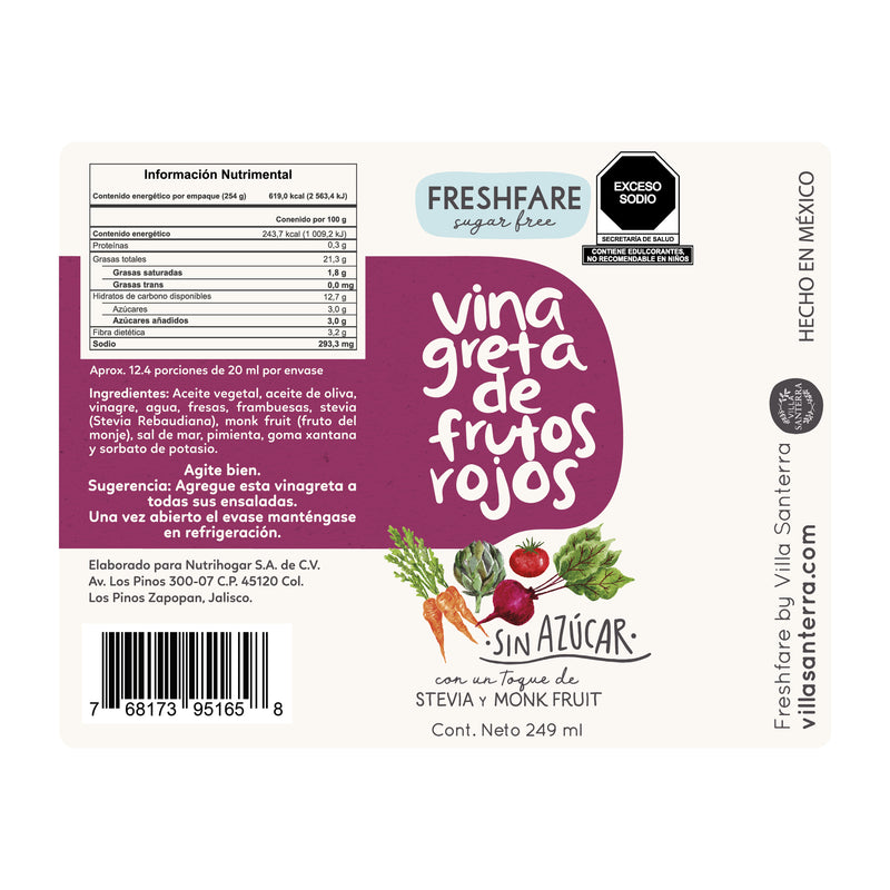 Aderezo Vinagreta Frutos Rojos sin Azúcar