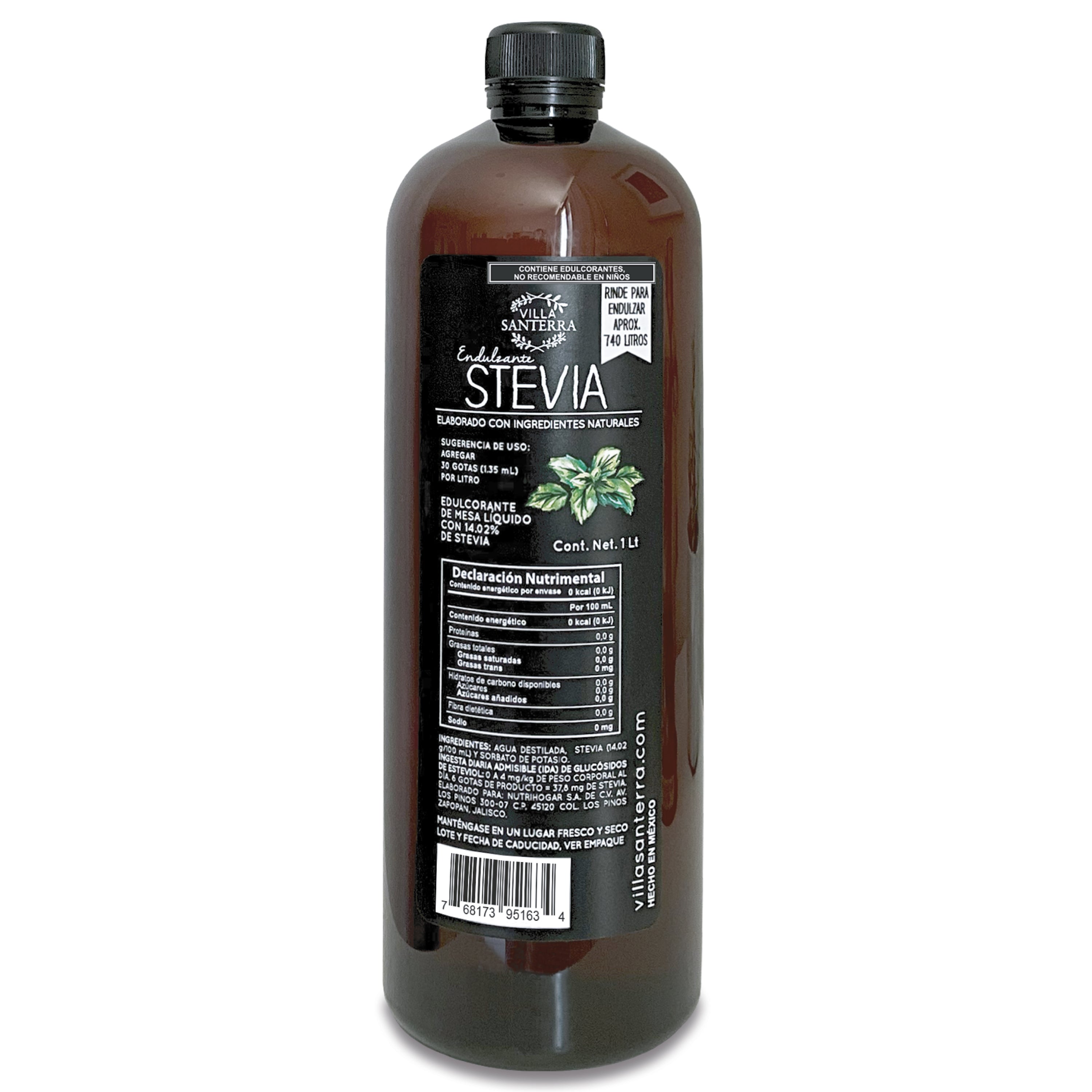 Stevia Líquida Villa Santerra 1L Para Food Service